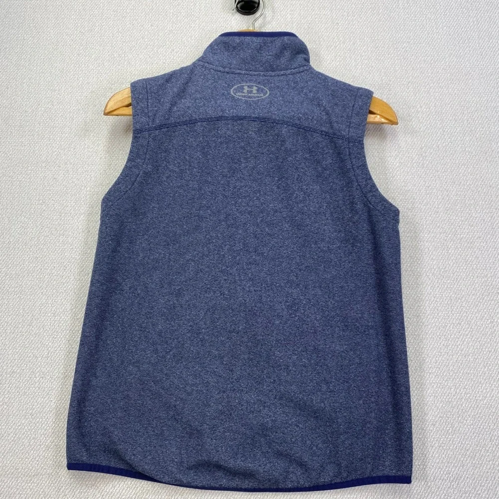 Under Armour Full Zip Vest Kids Youth Large Blue Heathered HeatGear 1259700